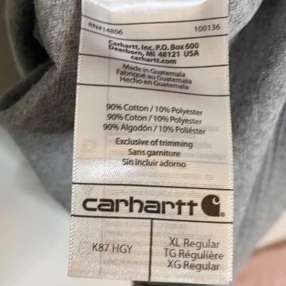 Carhartt Men's Gray Short Sleeve Shirt Front Pocket Casual Original Fit size XL - Picture 7 of 9